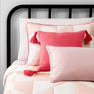 ✨Hearth&Hand • Pink Tassel Square Throw Pillow